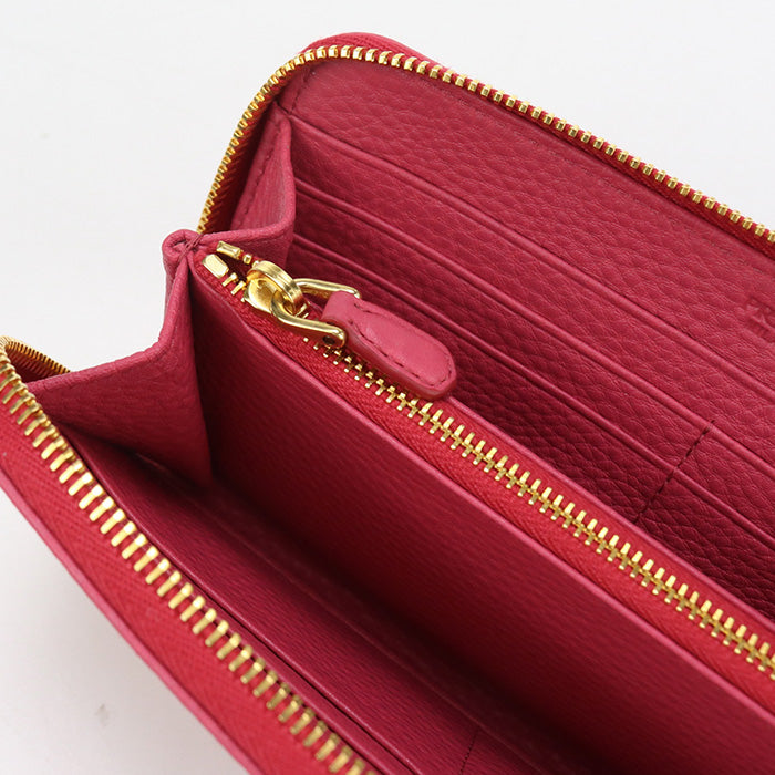 Prada Pr93032 Zip Around Long Wallet Pursezip Around Leather Pink Women