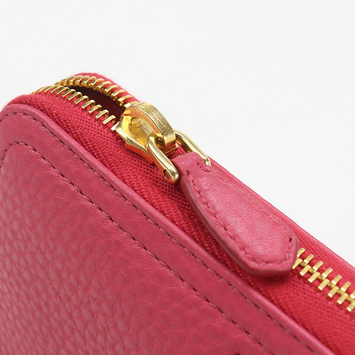 Prada Pr93032 Zip Around Long Wallet Pursezip Around Leather Pink Women