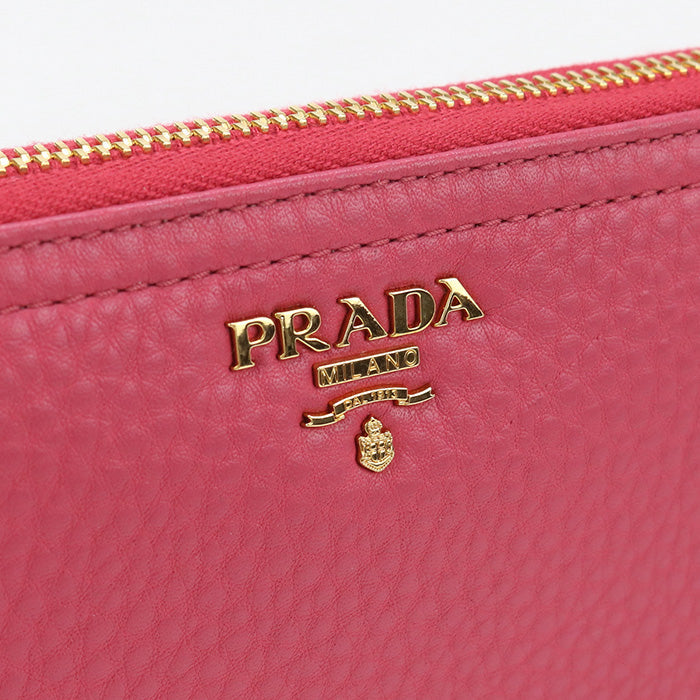 Prada Pr93032 Zip Around Long Wallet Pursezip Around Leather Pink Women