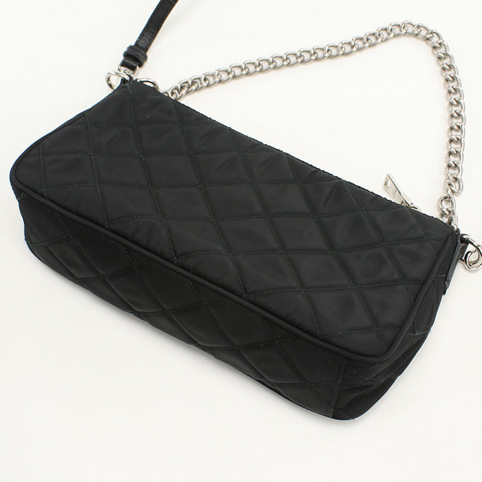 Prada 1Bh026 Shoulder Bag Quilting Chain 2Wayshoulder Bag Nylon Black Women