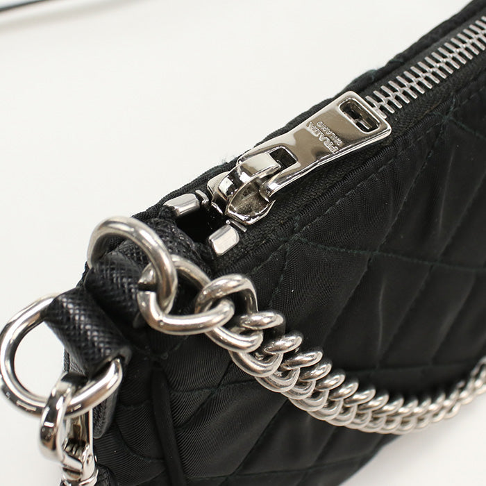 Prada 1Bh026 Shoulder Bag Quilting Chain 2Wayshoulder Bag Nylon Black Women
