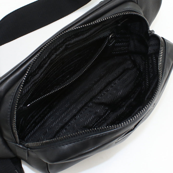 Prada 2Vh127 Belt Bag Body Bag Leather/Vitello Black Mens