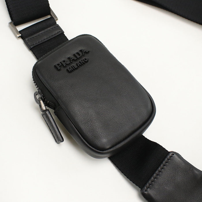 Prada 2Vh127 Belt Bag Body Bag Leather/Vitello Black Mens
