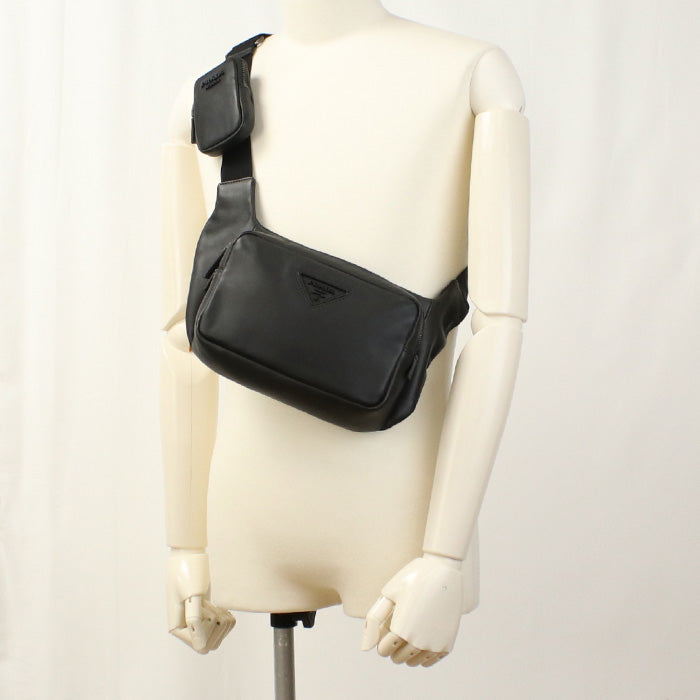 Prada 2Vh127 Belt Bag Body Bag Leather/Vitello Black Mens