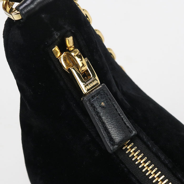 Prada 1Bc204 2C7Q F0002 Velvet Mini Re-Edition Shoulder Bag Viscose Black Women