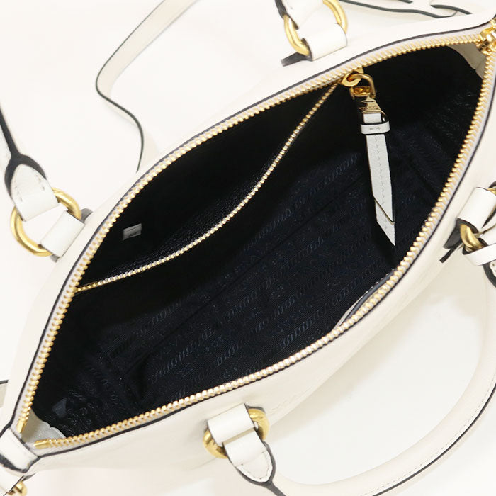 Prada 1Ba111 2Ebj F0009 2Way Handbag Leather White Women