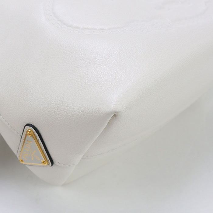 Prada 1Ba111 2Ebj F0009 2Way Handbag Leather White Women
