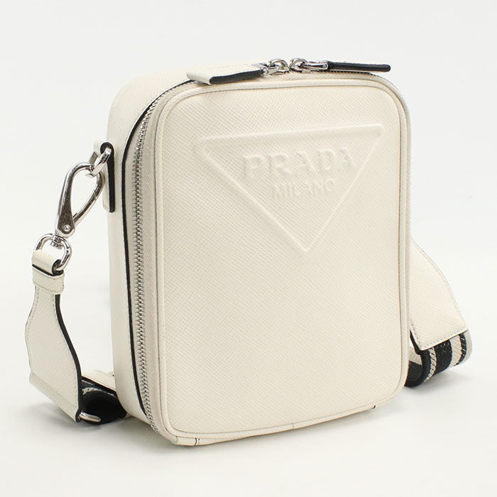 Prada 2Vh154 Shoulder Bag Safiano Crossbody Bag Leather White Mens(Unisex)