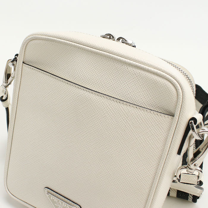 Prada 2Vh154 Shoulder Bag Safiano Crossbody Bag Leather White Mens(Unisex)
