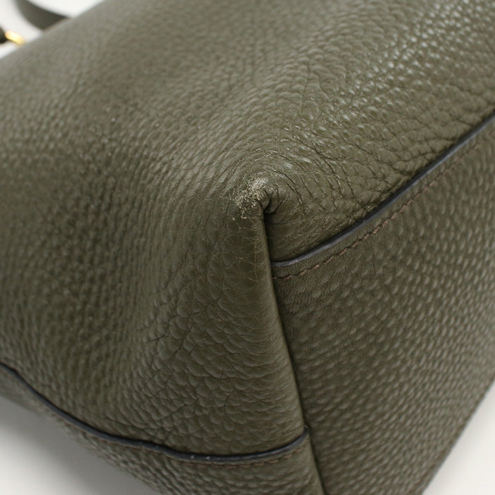Prada 1Bg100 Tote Bag Embossed Logo Shoulder Bag Leather Khaki Women(Unisex)