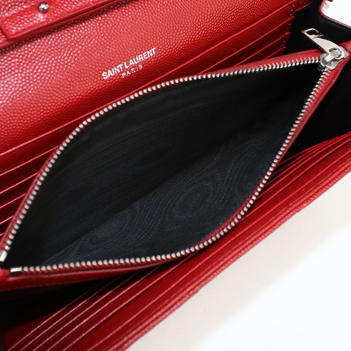 Saint Laurent Sl90027 Classic Cassandra Chain Wallet Calfskin Red Women