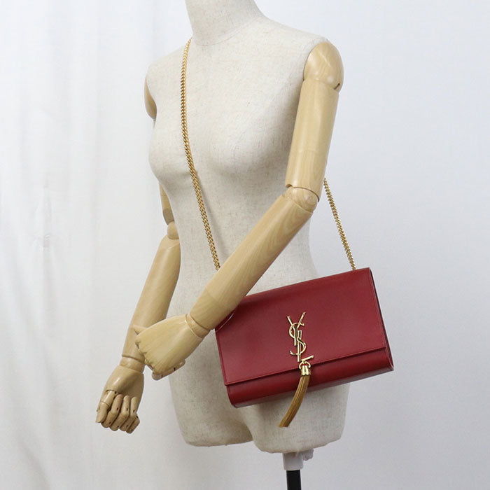 Saint Laurent Sl90171 Tassel Medium Kate Shoulder Bag Leather Red Women