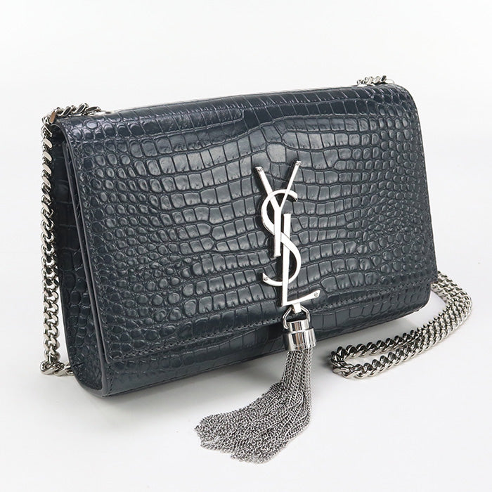 Saint Laurent Sl91704 Chainshoulder Bag Kate Leather Gray Women