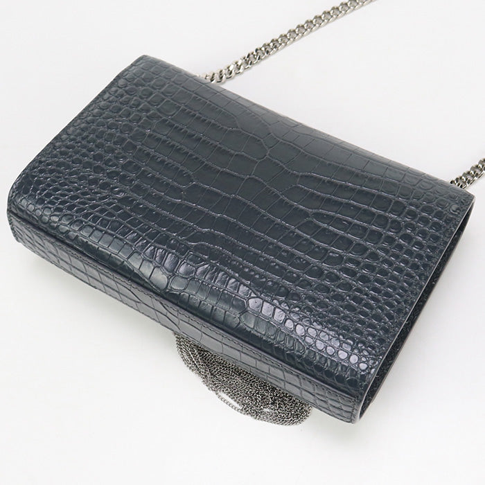 Saint Laurent Sl91704 Chainshoulder Bag Kate Leather Gray Women