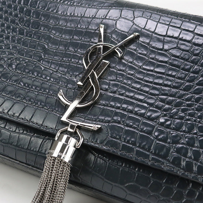 Saint Laurent Sl91704 Chainshoulder Bag Kate Leather Gray Women