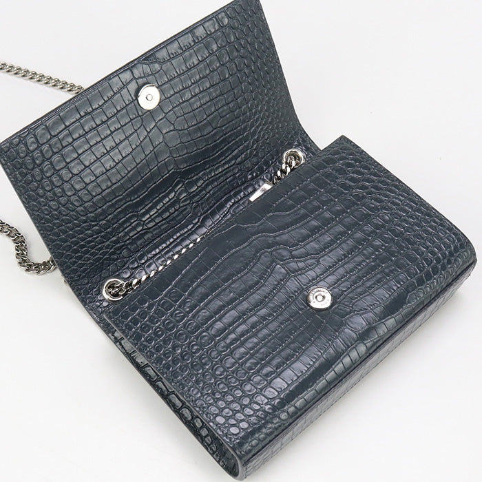 Saint Laurent Sl91704 Chainshoulder Bag Kate Leather Gray Women