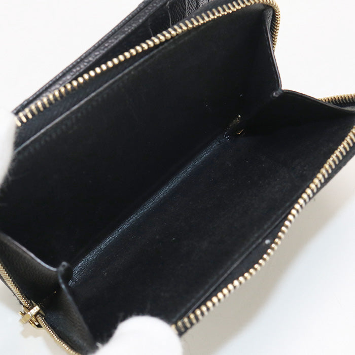 Saint Laurent Zip Around Monogram Bi-Fold Wallet With Coin Purse Black Women