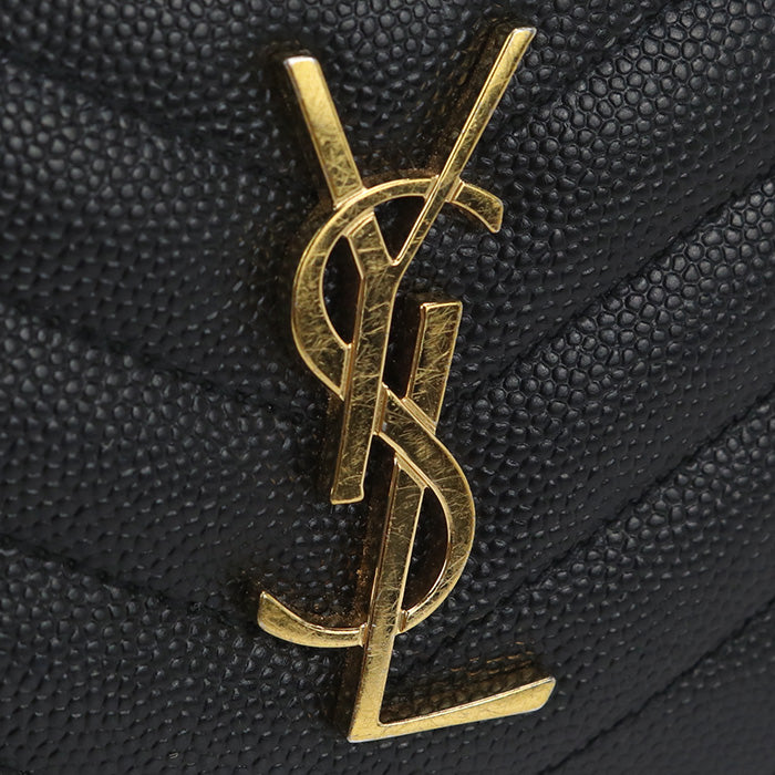 Saint Laurent Zip Around Monogram Bi-Fold Wallet With Coin Purse Black Women