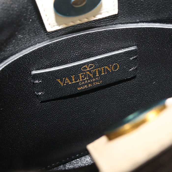 Valentino 2Way Handle Bag Roman Studs Handbagn Nappa Leather White Women