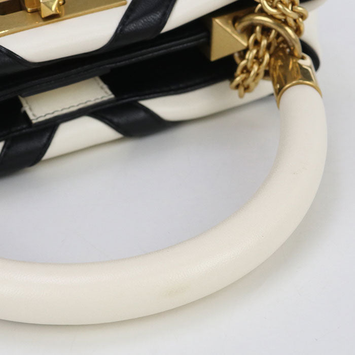 Valentino 2Way Handle Bag Roman Studs Handbagn Nappa Leather White Women