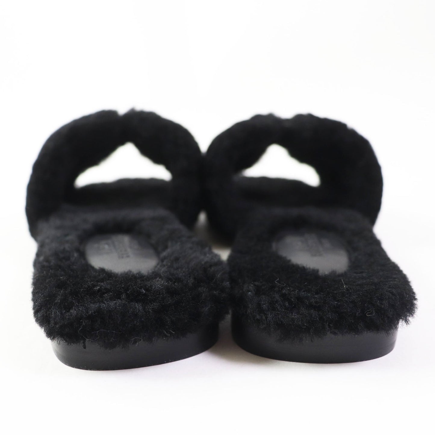 Hermes Sandals H212178Z Ramfer Black Oran Women 35