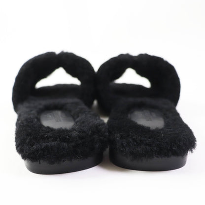 Hermes Sandals H212178Z Ramfer Black Oran Women 35