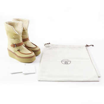 Hermes Short Boots Beauveroy/Calfskin Beige Palomino Emisfer Women 35