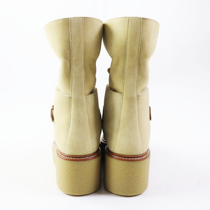 Hermes Short Boots Beauveroy/Calfskin Beige Palomino Emisfer Women 35