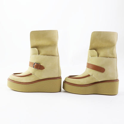 Hermes Short Boots Beauveroy/Calfskin Beige Palomino Emisfer Women 35