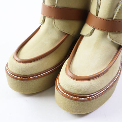 Hermes Short Boots Beauveroy/Calfskin Beige Palomino Emisfer Women 35
