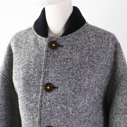 Louis Vuitton Blouson 1Acivz Wool Black White Tweed Varsity Jacket 36