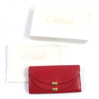 Chloe Long Wallet Purse 3P0284 Leather Red Georgia Georgia
