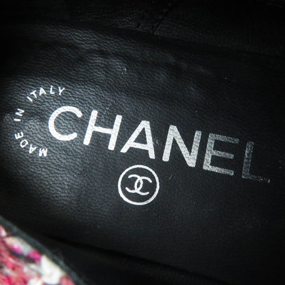 Chanel Low Cut Sneakers G32357 Tweed Pink Black Women 35