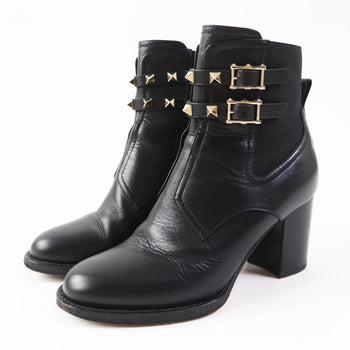Valentino Garavani Short Boots Uw2S0Z80 Leather Black 35 1/2