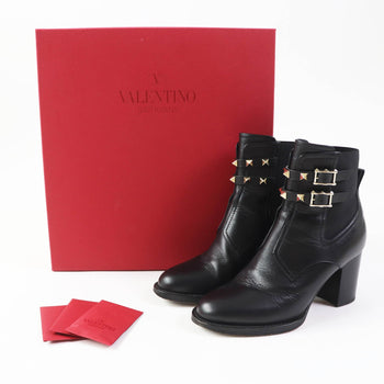 Valentino Garavani Short Boots Uw2S0Z80 Leather Black 35 1/2