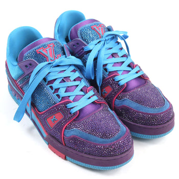 Louis Vuitton Sneakers 1A9Jwj Suede, Fabric, Rhinestone Blue Purple Lv Trainer Line Mens 8