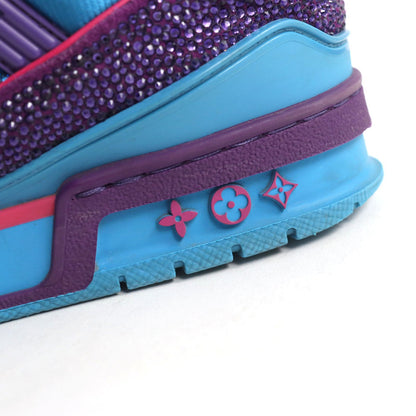 Louis Vuitton Sneakers 1A9Jwj Suede, Fabric, Rhinestone Blue Purple Lv Trainer Line Mens 8