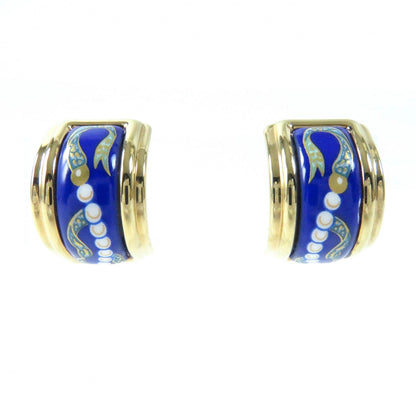 Hermes Earring Gold Plated Blue Pearl Motif Nanappoyaki Emile Women