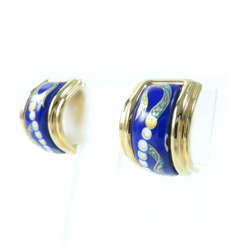 Hermes Earring Gold Plated Blue Pearl Motif Nanappoyaki Emile Women