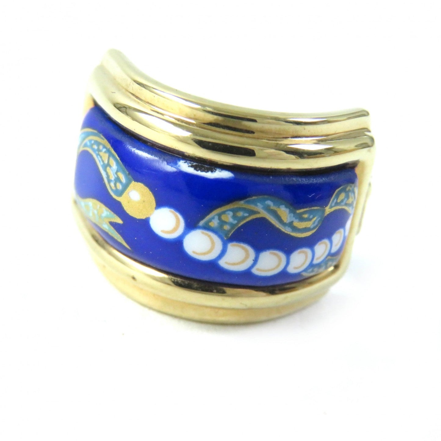 Hermes Earring Gold Plated Blue Pearl Motif Nanappoyaki Emile Women