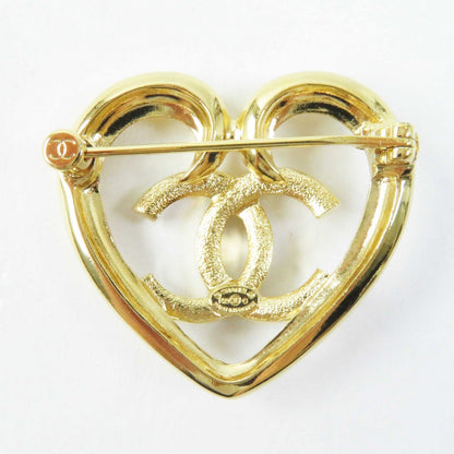 Chanel Brooch F23C Gold Plated Gold Coco Mark Heart Mark