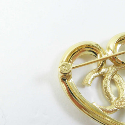Chanel Brooch F23C Gold Plated Gold Coco Mark Heart Mark
