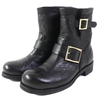 Jimmy Choo Short Boots Leather Black Biker Women 35 Secondhand