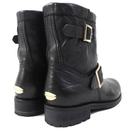 Jimmy Choo Short Boots Leather Black Biker Women 35 Secondhand