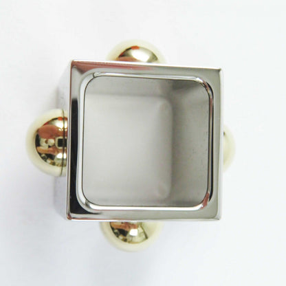 Hermes Scarf Ring Metal, Gold Plated Silver Cube Women