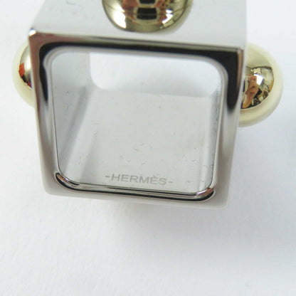 Hermes Scarf Ring Metal, Gold Plated Silver Cube Women