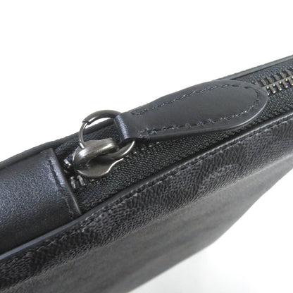 Coach Clutch Bag Cj799 Signature Canvas, Leather Charcoal Zip Around Laptop Case Mens