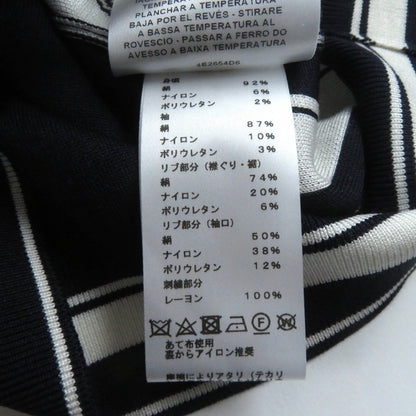 Hermes Short Sleeve Knit Silk Navy White Chaos Women 38