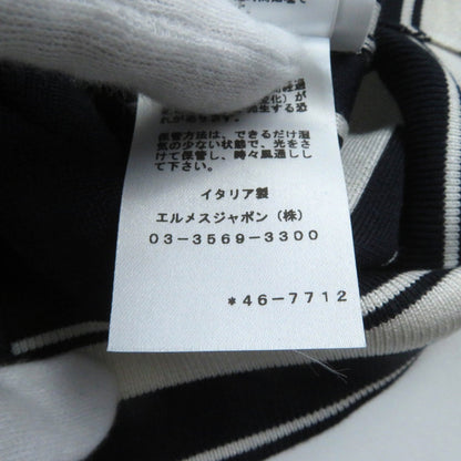 Hermes Short Sleeve Knit Silk Navy White Chaos Women 38