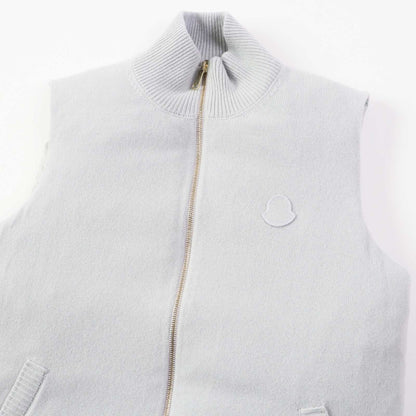 Moncler Down Vest Wool Light Gray Gilet Mens M